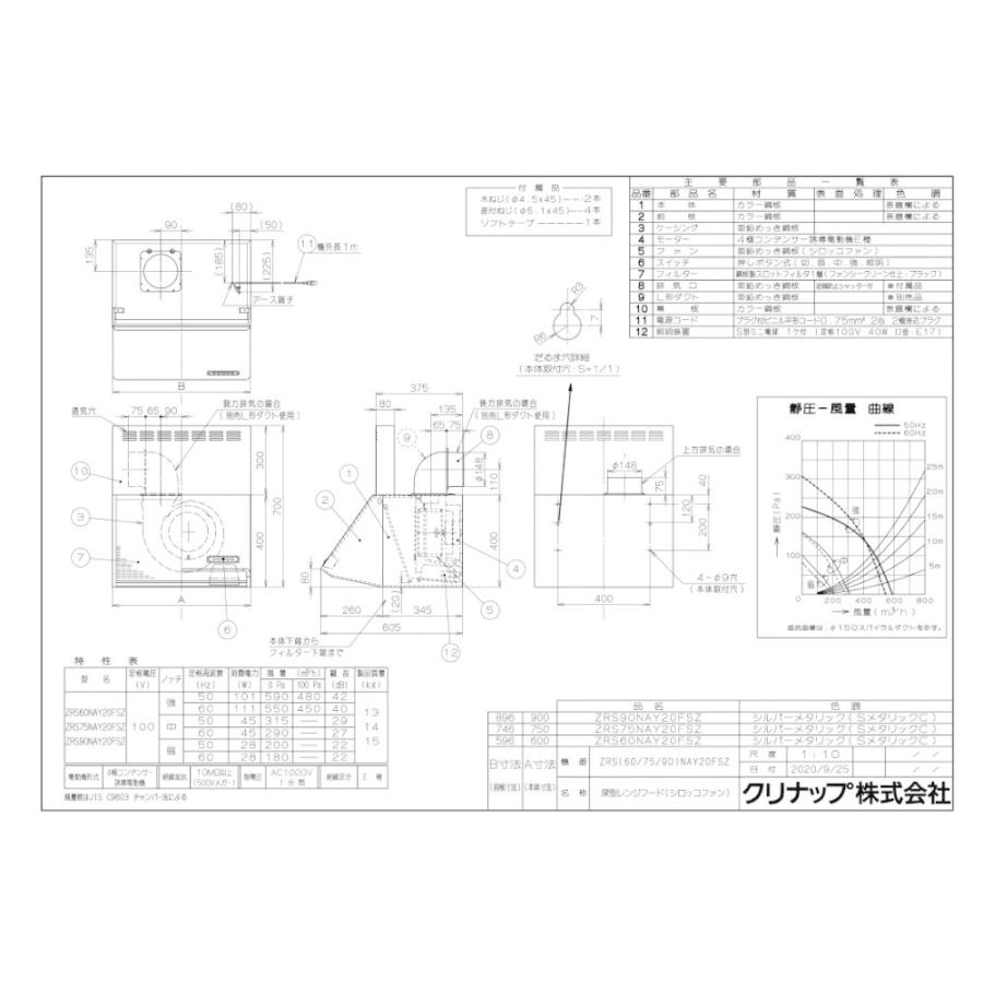 【美品】クリナップ 深型レンジフード 間口75センチ クリナップ 深型レンジフード シロッコファン ブラック 間口75cm 高さ