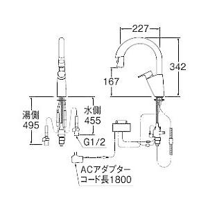 キッチン水栓　一般地用　 三栄水栓製（SANEI）EK870AE-13　シングル混合栓（センサー式）｜jousuiki｜02