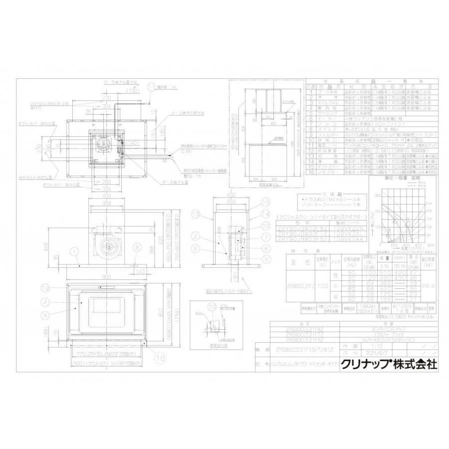 クリナップ レンジフード ZRS90CCE21FSZ 間口90cm シンプルスリムJ