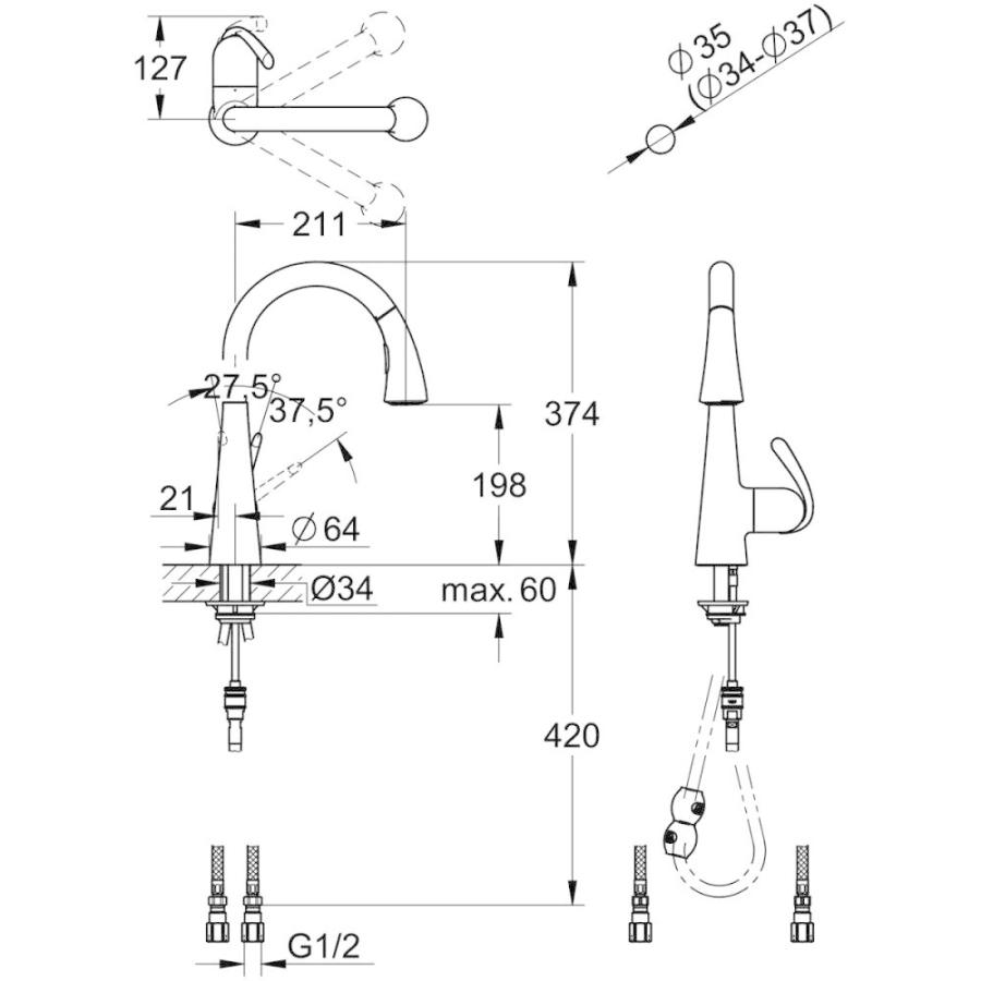 キッチン水栓　グローエ製（GROHE）JP306201　シングルレバーキッチン混合栓　一般地用