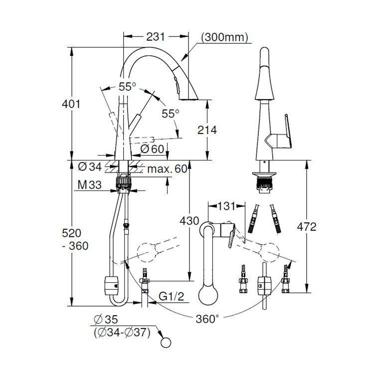 キッチン水栓 一般地用 グローエ製（GROHE）3229420J ゼドラ（ZEDRA
