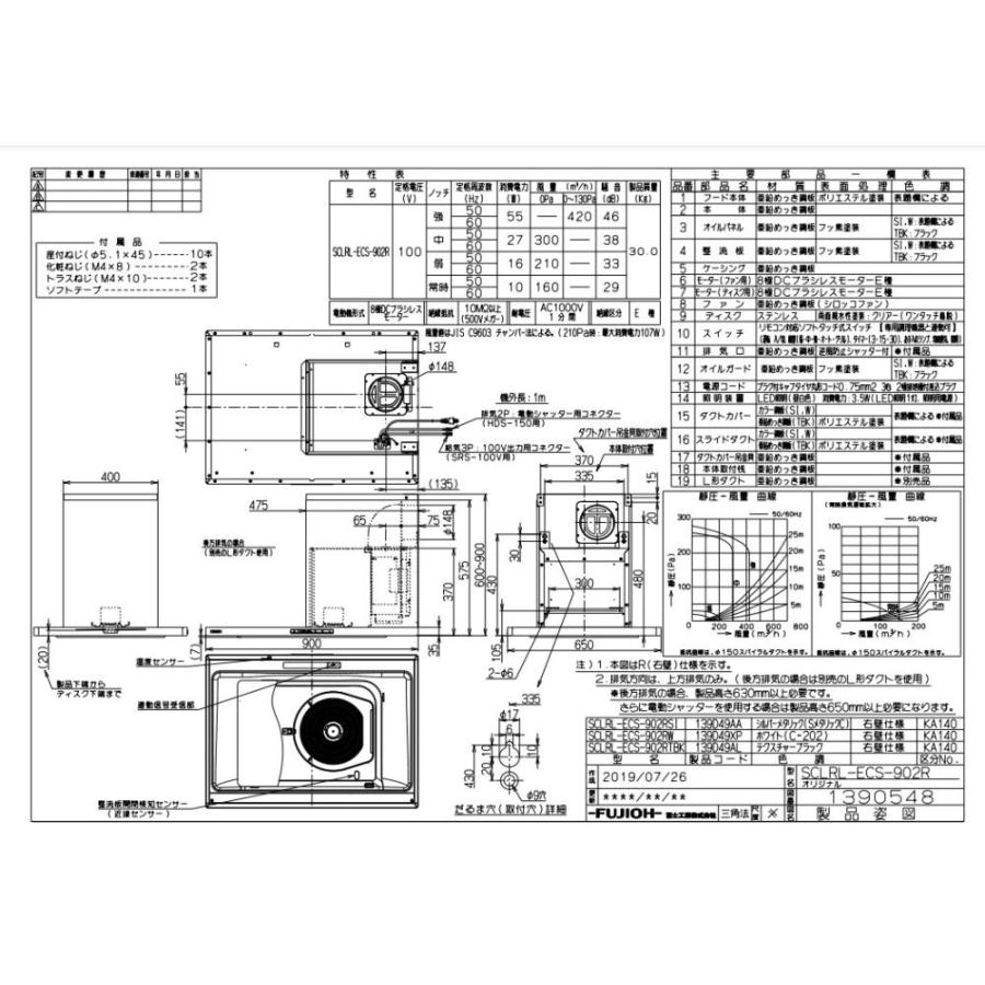 EIDAI レンジフード富士工業製（永大産業）JS-SCLRL-ECS-902(R/L
