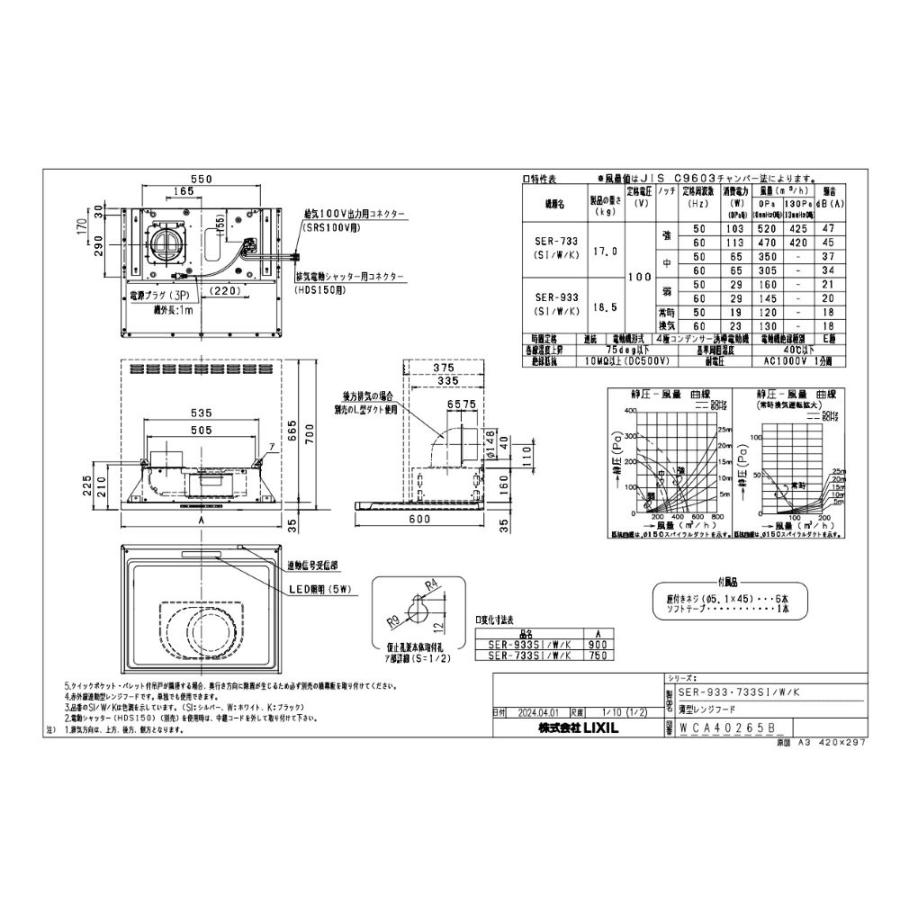 LIXIL（リクシル） レンジフード 富士工業製（LIXIL） SER-933K 間口