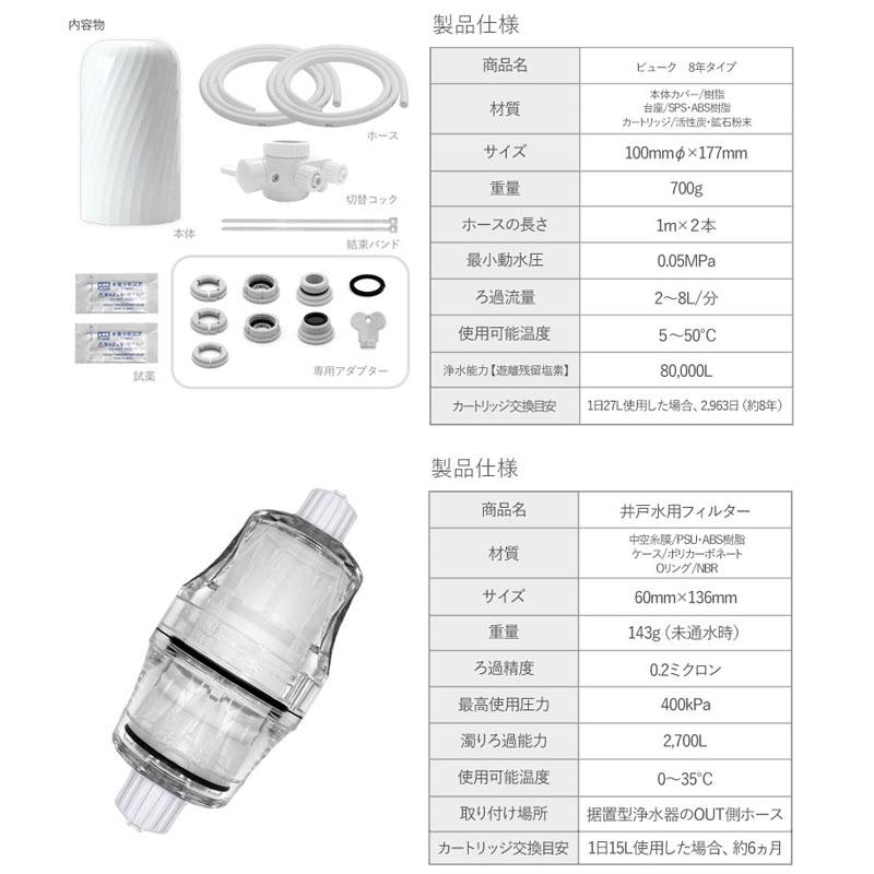 井戸用 浄水器 井戸水 湧き水 赤さび 対応 据置型浄水器 ビューク ドリームバンク 日本製 PFAS PFOS PFOA 除去 有機フッ素 化合物 蛇口 蛇口直結型 /DS00172b｜jousuikidb｜20