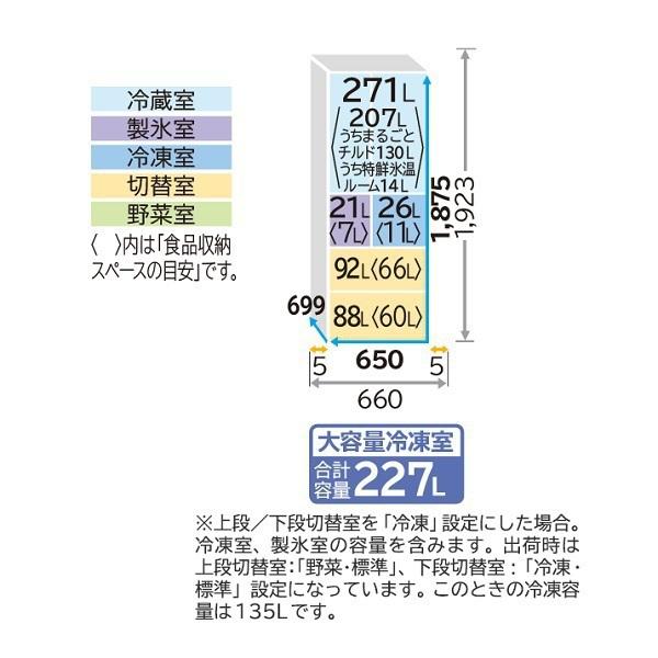 日立（HITACHI） R-KXCC50S X 6ドア冷蔵庫 (498L・フレンチドア