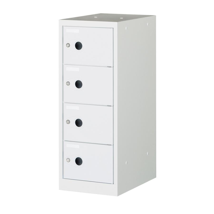 フリーボックス カラーボックス 4段 オフィスロッカー 白 シリンダー錠 アルプススチール 日本製 FB4-W 法人個人事業者様向け商品