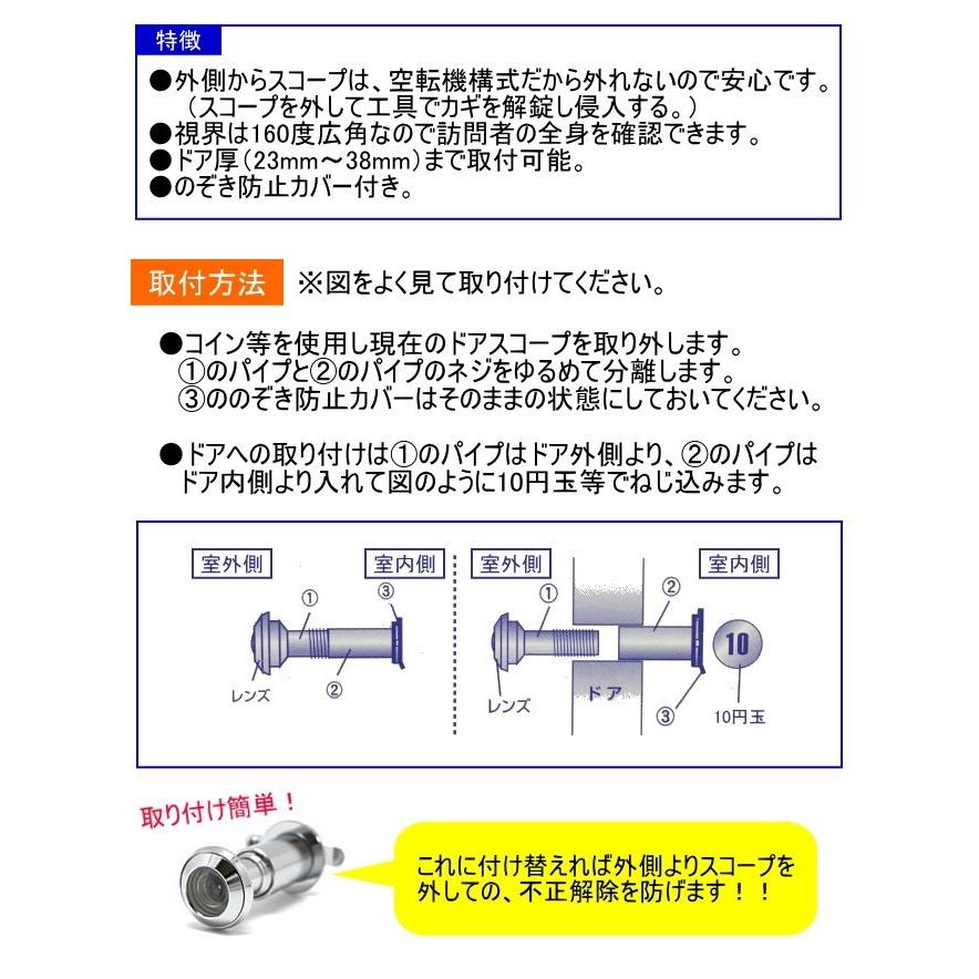 ノムラテック（Nomura Tec） 広角空転式ドアスコープ 160度 シルバー N 