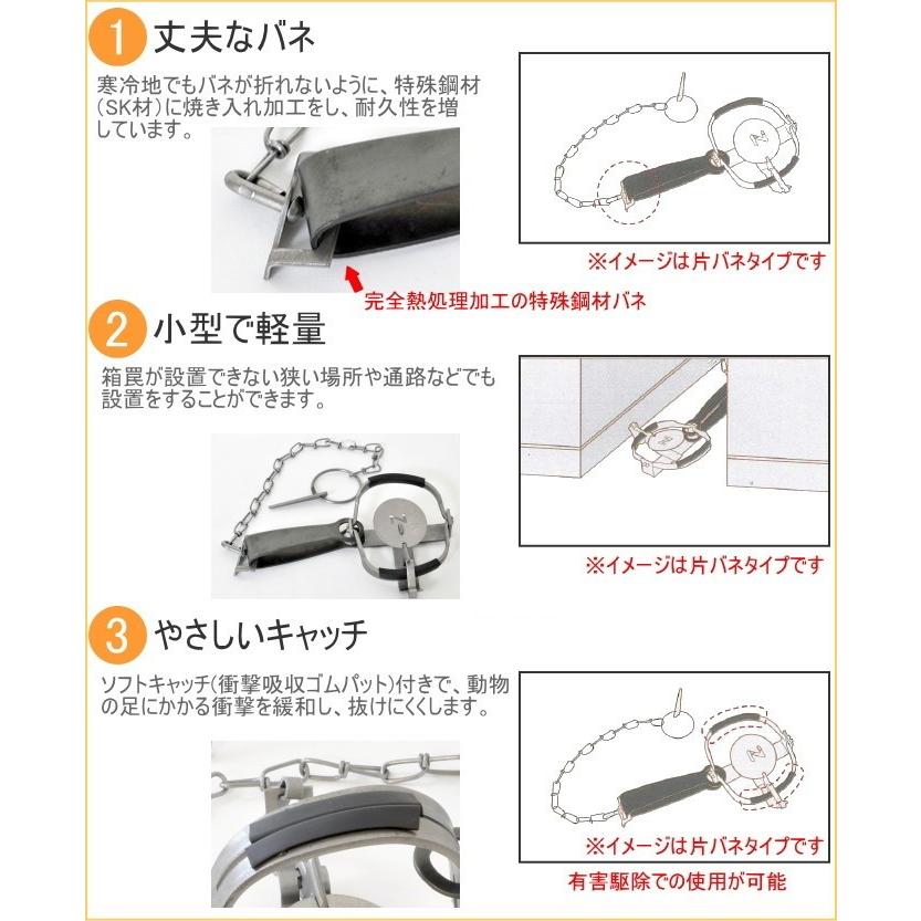 Cタイプ No301 中型動物捕獲用トラップ1.5号 片バネ TN-1 タヌキ ハクビシン アライグマ 仕掛｜joy-island｜03