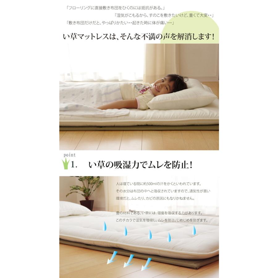 イケヒコ い草マットレス 三つ折り シングルサイズ 100×210cm 裏