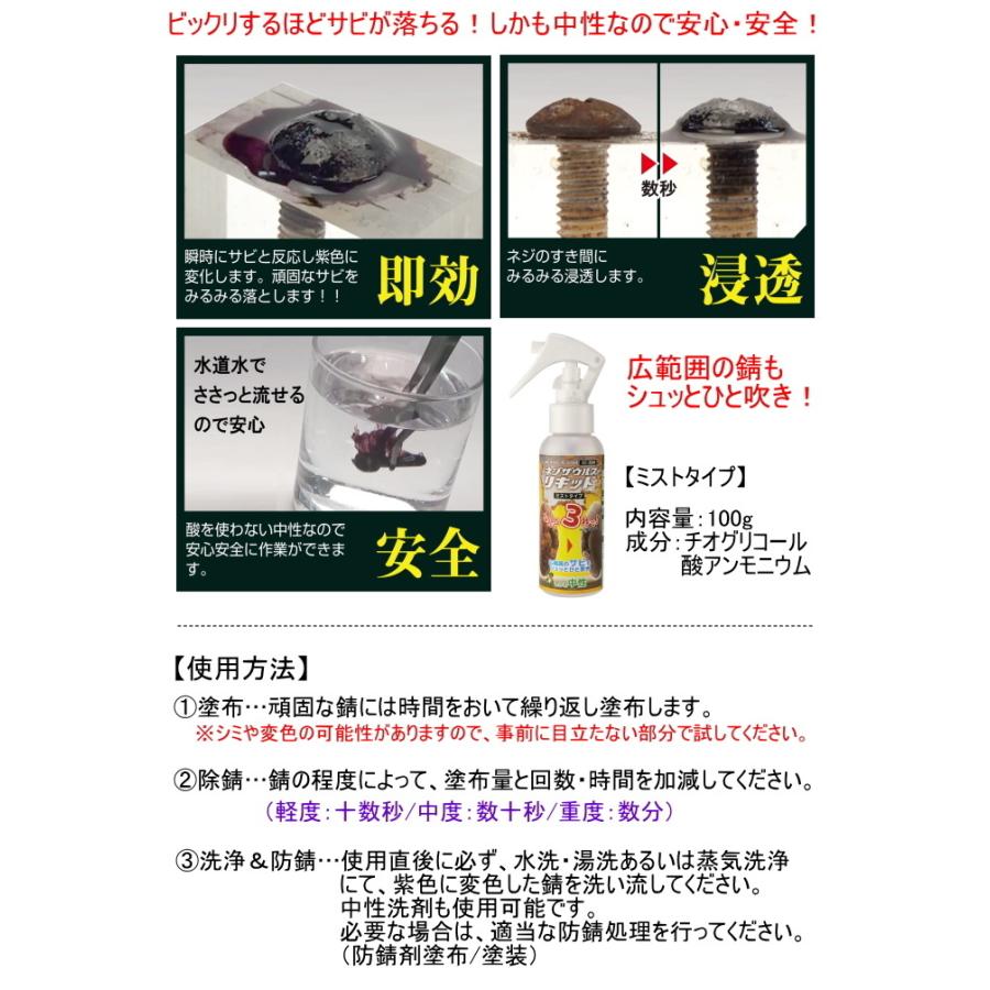 格安！ネジザウルス！10セット　錆び落とし　泡スプレ サビ落とし剤】 ネジザウルスリキッド ミストタイプ 100g 中性 ZC-28M