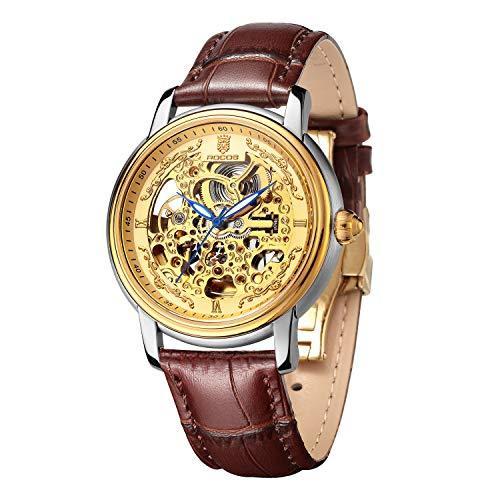 Rocos 機械式 自動巻き 腕時計 メンズ スケルトン アナログ 本革 40mm R0142 ブラウン Gvo ジョイクルヤフー店 通販 Yahoo ショッピング