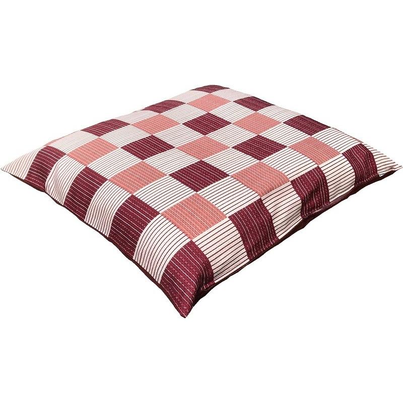 座布団カバー 55 59 1枚組 和市松 レッド 日本製 銘仙判 ネコポス便