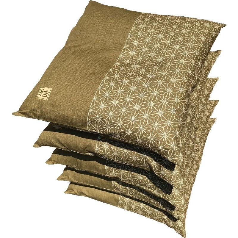 座布団カバー 5枚組 結 約55×59cm グリーン【日本製】 【銘仙判