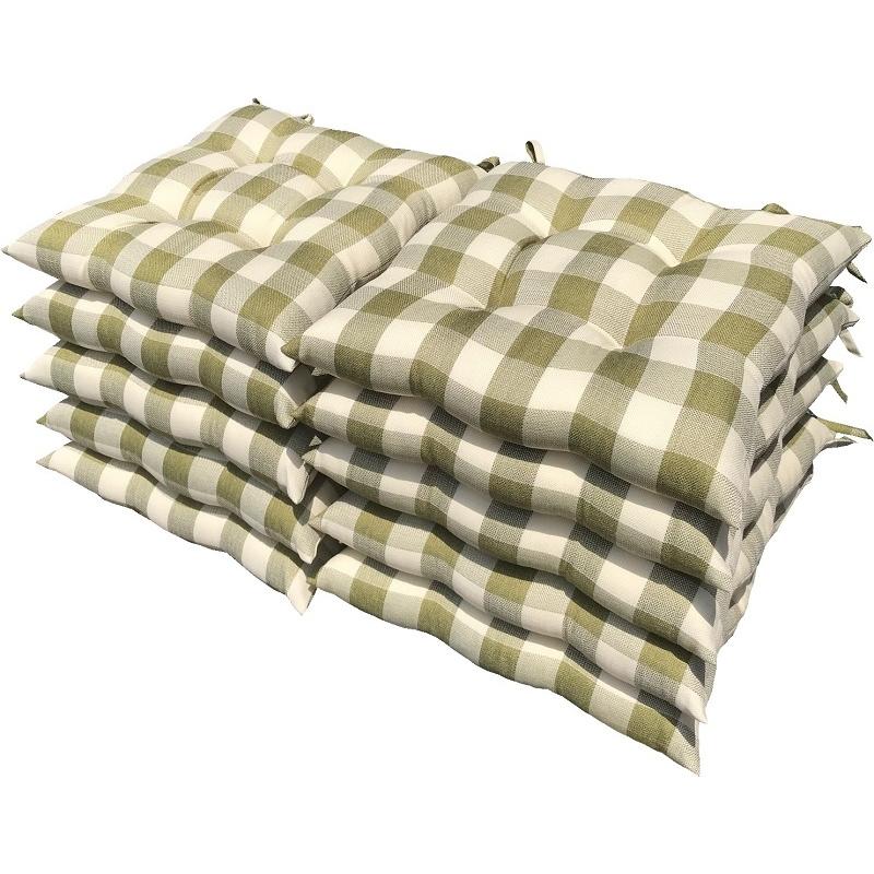 １０枚 シート クッション Ｃチェック 約４５&times;４５ｃｍ ＧＮ 【日本製】 【椅子用】 【ボリューム】 【ヌードクッション】 【ひも付き】 【無地】 【わた入り】