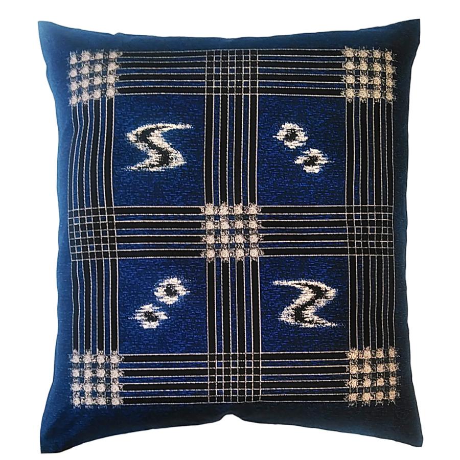 座布団カバー 55 59 5枚組 和柄0184 55x59 cm ブルー 日本製 銘仙