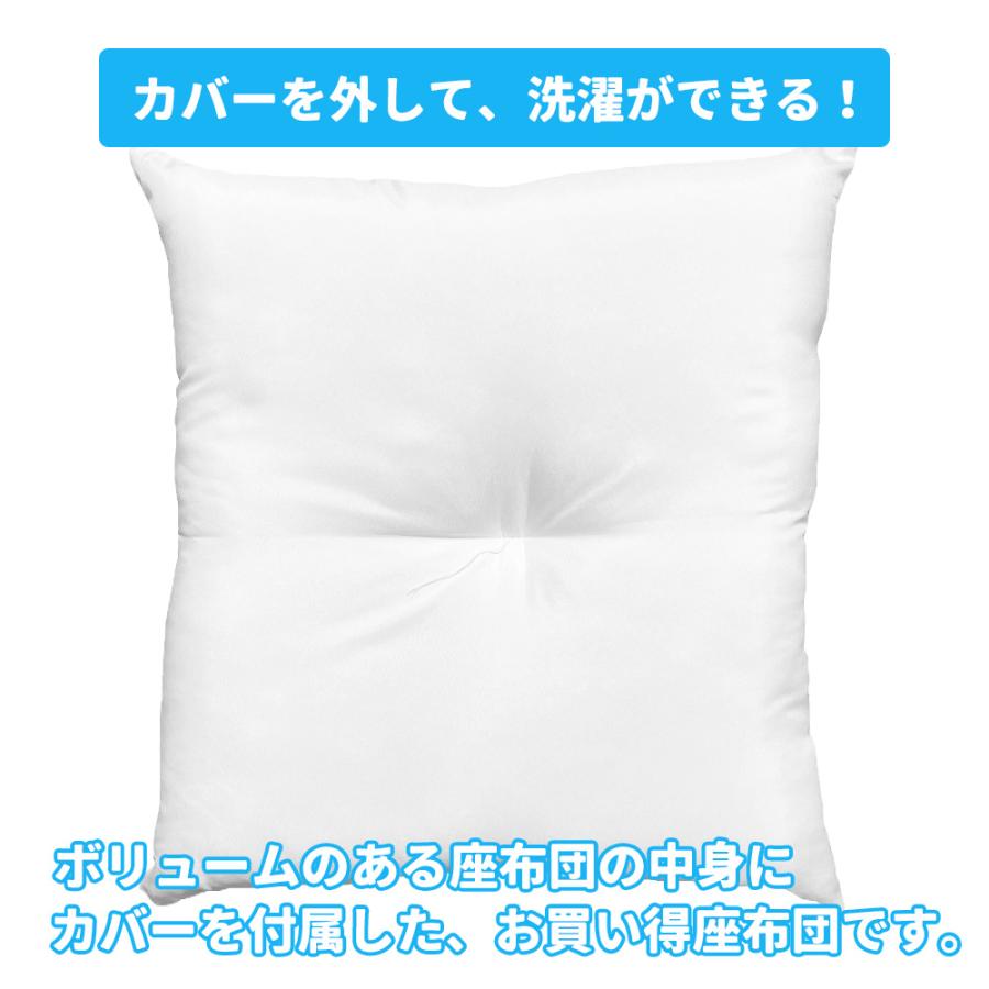 5枚 ヌード座布団 ＋ 座布団カバー 55x59 しじら麻 セット 約55