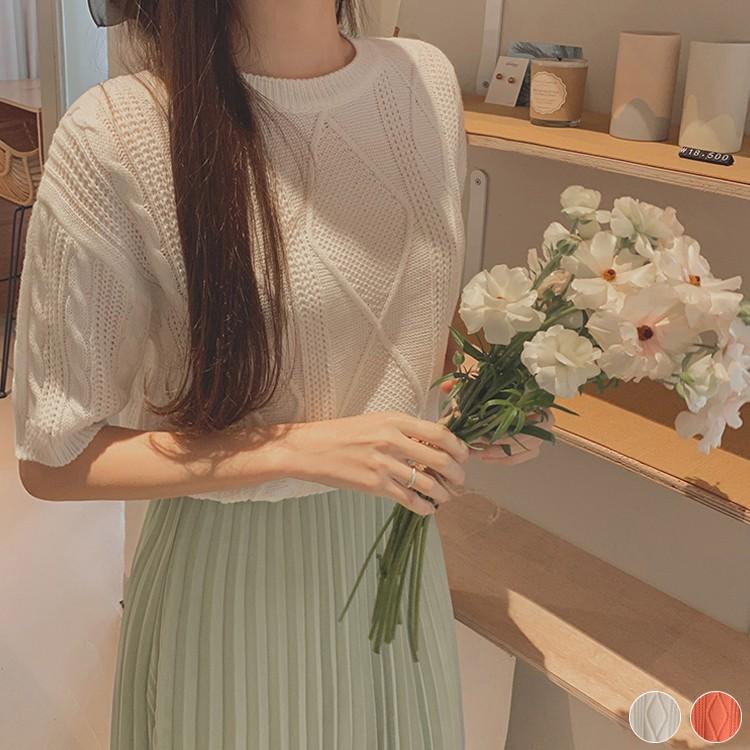 ニット 半袖 レディース ケーブル編み ツイスト 薄手 半袖ニット 白 オレンジ 韓国ファッション メール便送料無料 Ch Tt 5061 海外ファッション Joyfeel 通販 Yahoo ショッピング