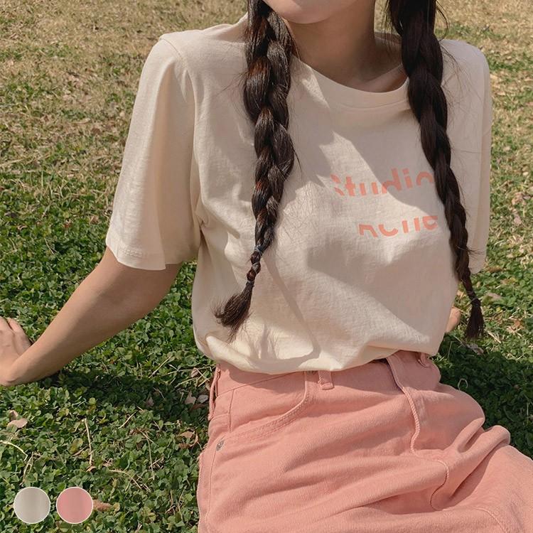 Tシャツ 半袖 レディース 半袖tシャツ ロゴ 英字 シンプル かわいい 夏 ベージュ ピンク 韓国ファッション メール便送料無料 Ch Tt 51 海外ファッション Joyfeel 通販 Yahoo ショッピング