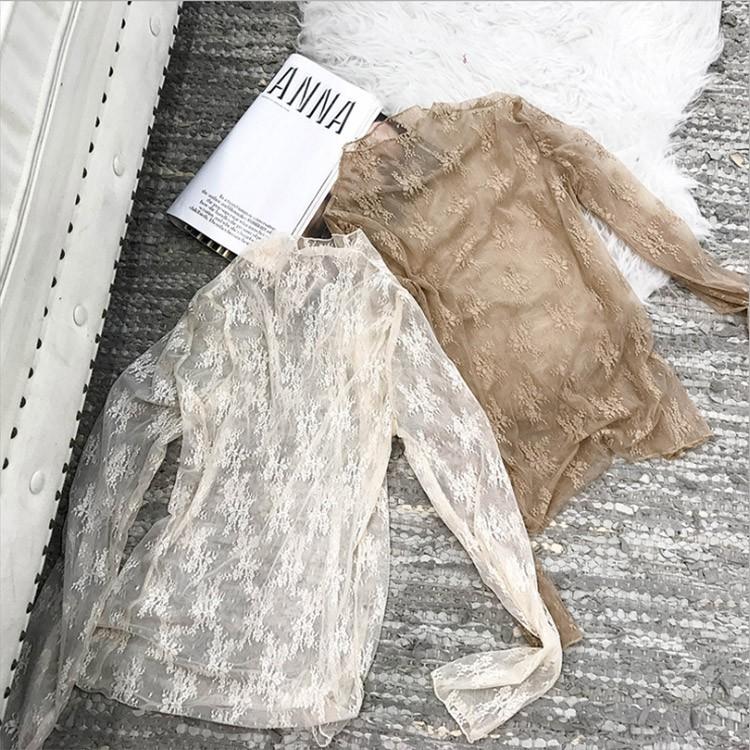 レース インナー レディース トップス シースルー 長袖 レーストップス 白 黒 ベージュ モカ 韓国 メール便送料無料 Inn 012 海外ファッション Joyfeel 通販 Yahoo ショッピング