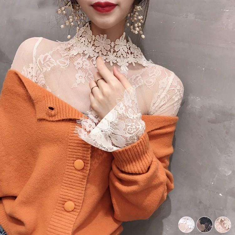 レースインナー レディース 長袖 レース インナー シースルー トップス 白 黒 ベージュ 韓国ファッション メール便送料無料 Inn 0 海外ファッション Joyfeel 通販 Yahoo ショッピング