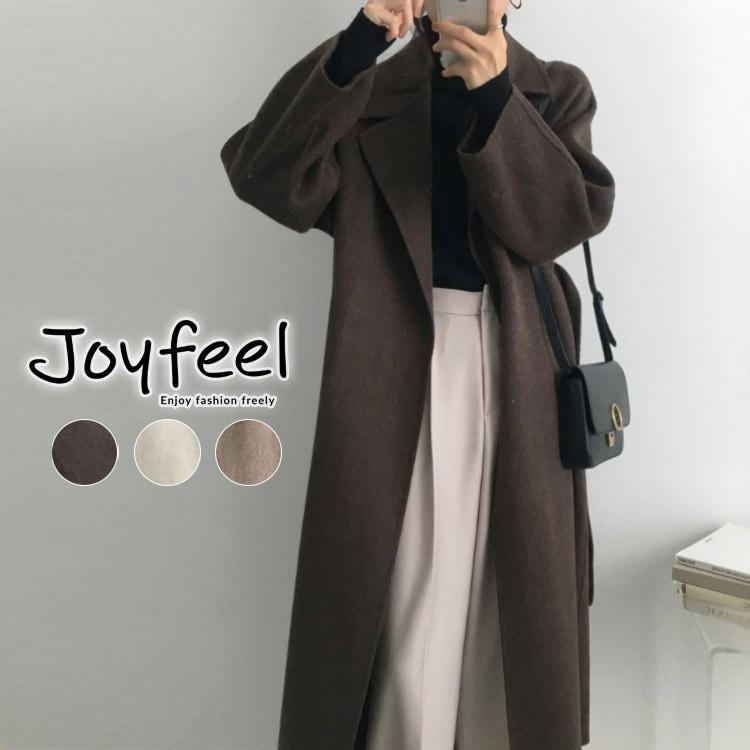 ロングコート ガウンコート レディース コート 秋冬 ガウン レトロ ブラウン 白 ベージュ 韓国 Jo At 2929 海外ファッション Joyfeel 通販 Yahoo ショッピング