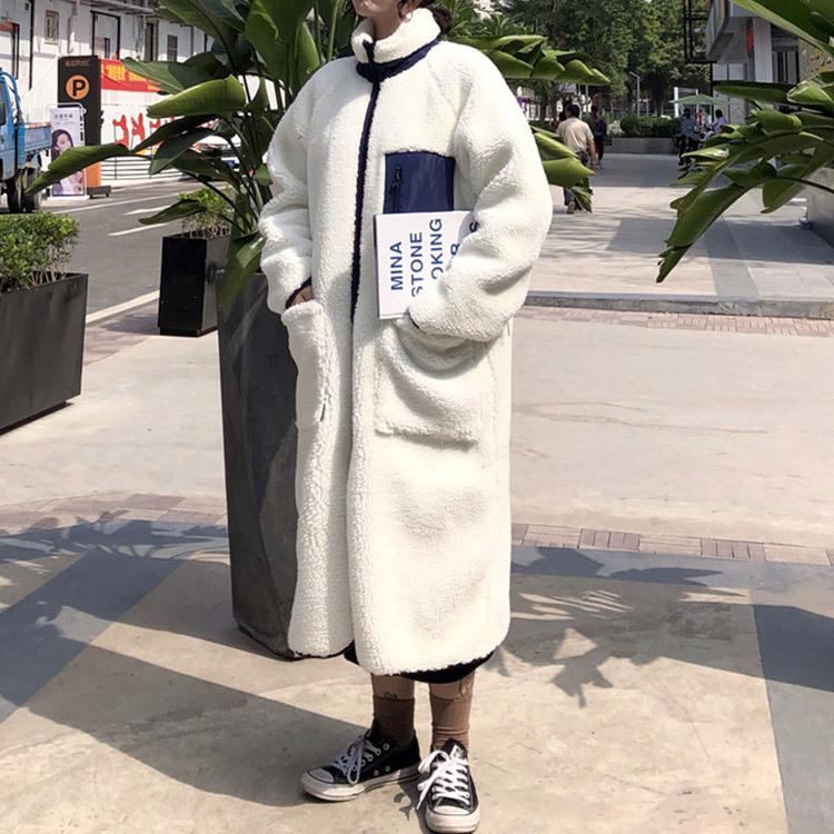 ボア ボアコート レディース ロング リバーシブル ロングコート スタンドカラー ベンチコート 白 ホワイト ネイビー 韓国ファッション Jo At 3322 海外ファッション Joyfeel 通販 Yahoo ショッピング