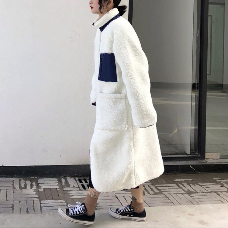 ボア ボアコート レディース ロング リバーシブル ロングコート スタンドカラー ベンチコート 白 ホワイト ネイビー 韓国ファッション Jo At 3322 海外ファッション Joyfeel 通販 Yahoo ショッピング