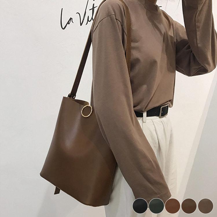 ショルダーバッグ レディース シンプル 大容量 大きめ 横スクエア バケツバッグ カーキ 黒 ブラウン キャメル 韓国ファッション Jo Bg 718 海外ファッション Joyfeel 通販 Yahoo ショッピング