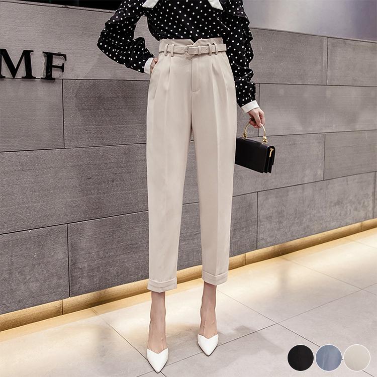 テーパードパンツ レディース ハイウエスト 9分丈 タック ウエストマーク ベルト付 Ol オフィス エレガント ベージュ 黒 青 韓国ファッション メール便送料無料 Jo Bp 3553 海外ファッション Joyfeel 通販 Yahoo ショッピング