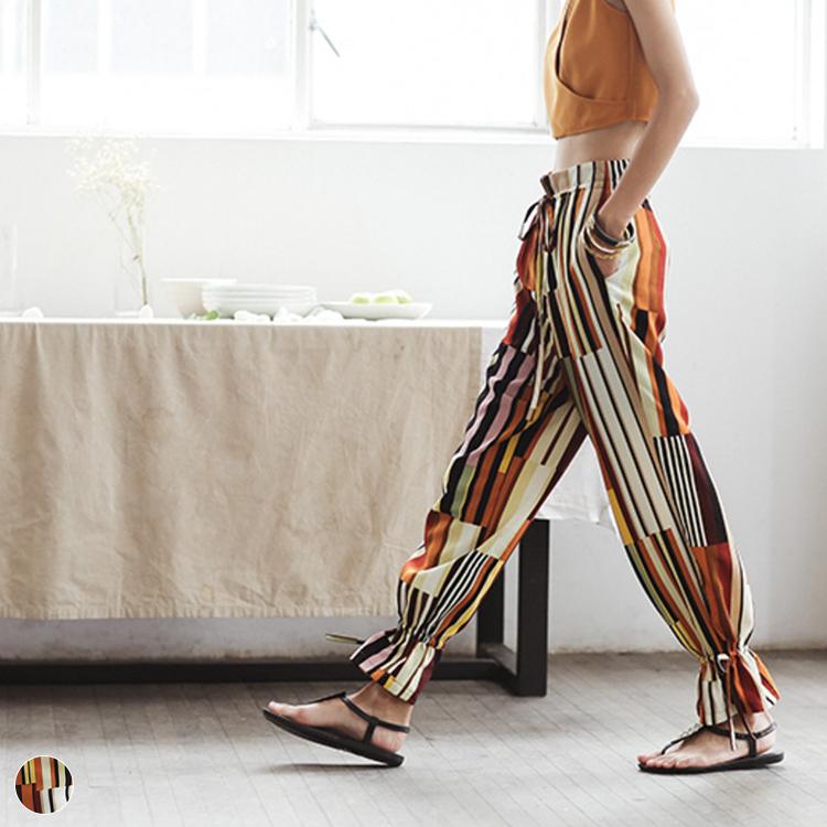 パンツ レディース ベルボトム ハーレムパンツ テーパードパンツ リゾート 夏 シフォン ストライプ ビーチ バカンス 韓国ファッション メール便送料無料 Jo Bp 3596 海外ファッション Joyfeel 通販 Yahoo ショッピング