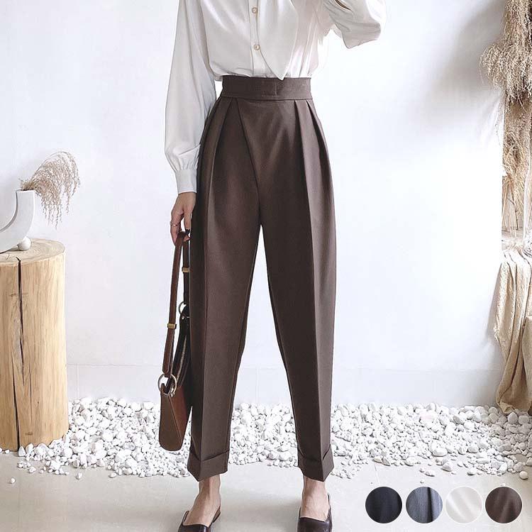 パンツ レディース テーパード 無地 テーパードパンツ 秋 冬 きれいめ マジックテープ ハイウエスト アシンメトリー グレー 黒 韓国 メール便送料無料 Jo Bp 3727 海外ファッション Joyfeel 通販 Yahoo ショッピング