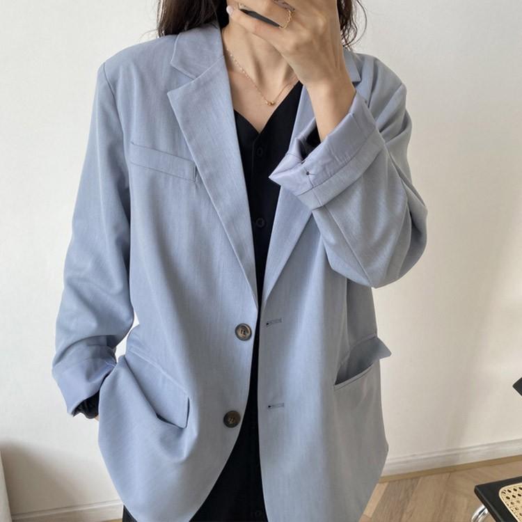 ジャケット テラードジャケット レディース シングル アウター 春 青 ベージュ セミロング 韓国ファッション Jo Jk 3029 海外ファッション Joyfeel 通販 Yahoo ショッピング