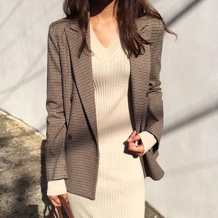 ジャケット レディース チェック柄 アウター 柄 テーラードジャケット テラードジャケット おしゃれ 韓国 Jo Jk 3743 海外ファッション Joyfeel 通販 Yahoo ショッピング