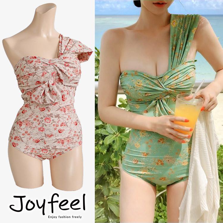 花柄 ワンショルダー 水着 レディース ワンピース 体系カバー レトロ 韓国 送料無料 Jo Mz 2658 海外ファッション Joyfeel 通販 Yahoo ショッピング