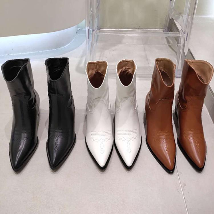 ブーツ レディース ウエスタンブーツ ショートブーツ ポインテッドトゥ スクエアヒール レトロ ブラウン キャメル 黒 韓国ファッション Jo Ss 678 海外ファッション Joyfeel 通販 Yahoo ショッピング