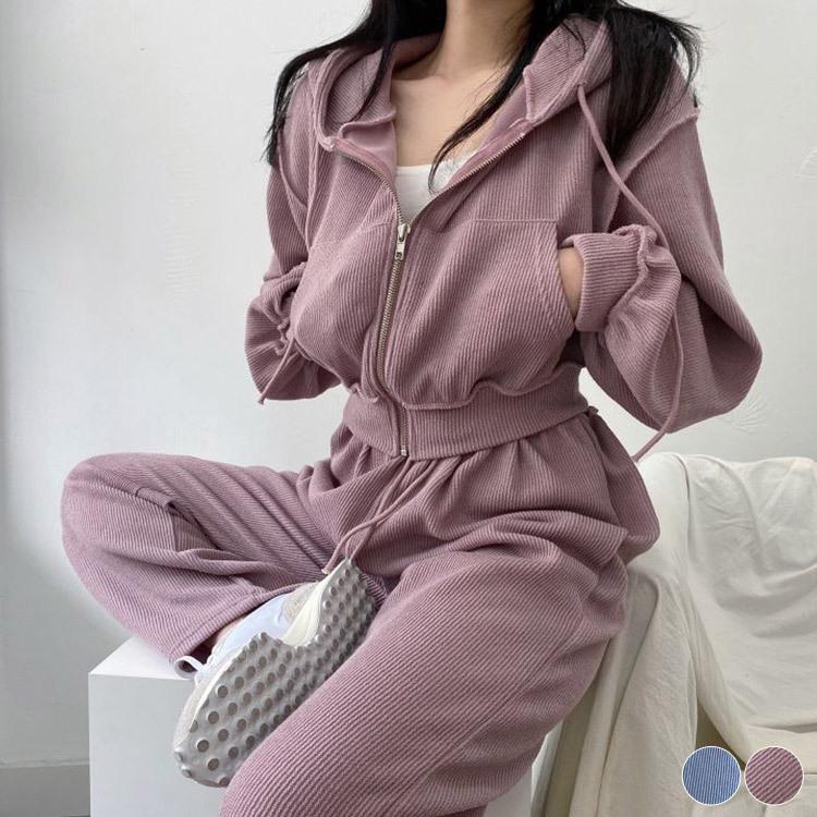 ジャージ レディース スエット フーディー シャーベットカラー ショート丈 パステル スポーツウェア かわいい おしゃれ 青 ピンク 韓国ファッション Jo St 3473 海外ファッション Joyfeel 通販 Yahoo ショッピング