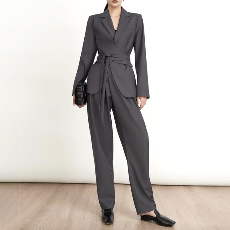 売れ筋がひ ジャケット 通勤 Ol エレガント オフィス 個性的 ベルト リボン スーツ レディース パンツスーツ ワイドパンツ 韓国 かっこいい おしゃれ 卒業式 大入学式 パンツスーツ カラー キャメル Iceenergy Nl