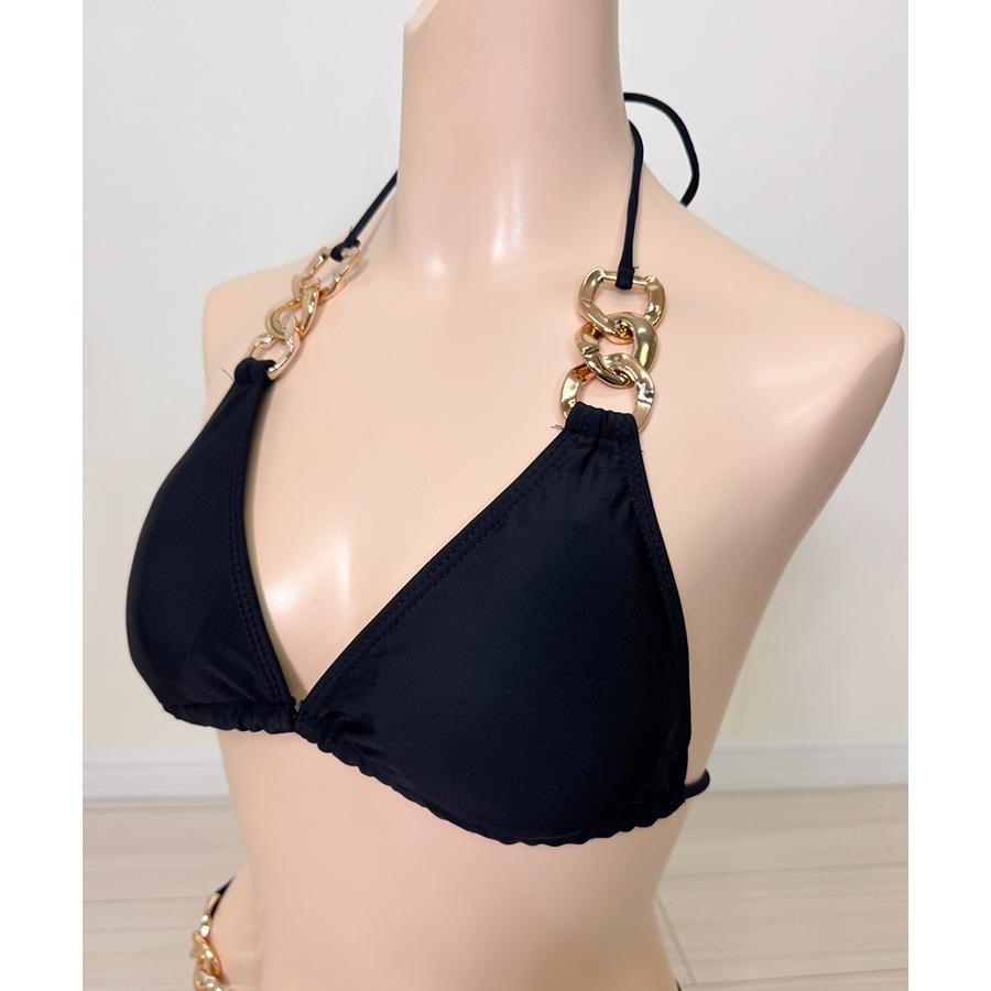 水着 レディース ビキニ 韓国 チェーン ホルターネック 三角ビキニ
