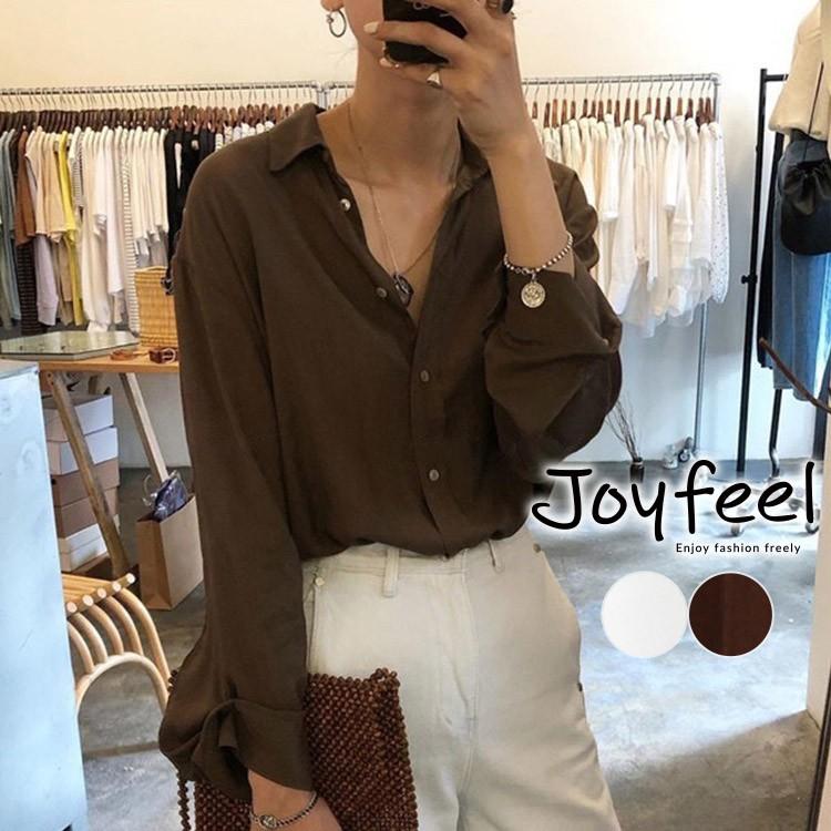 シャツ 長袖 レディース とろみ ブラウン 白 シフォン 韓国 メール便送料無料 Jo Tb 2714 海外ファッション Joyfeel 通販 Yahoo ショッピング
