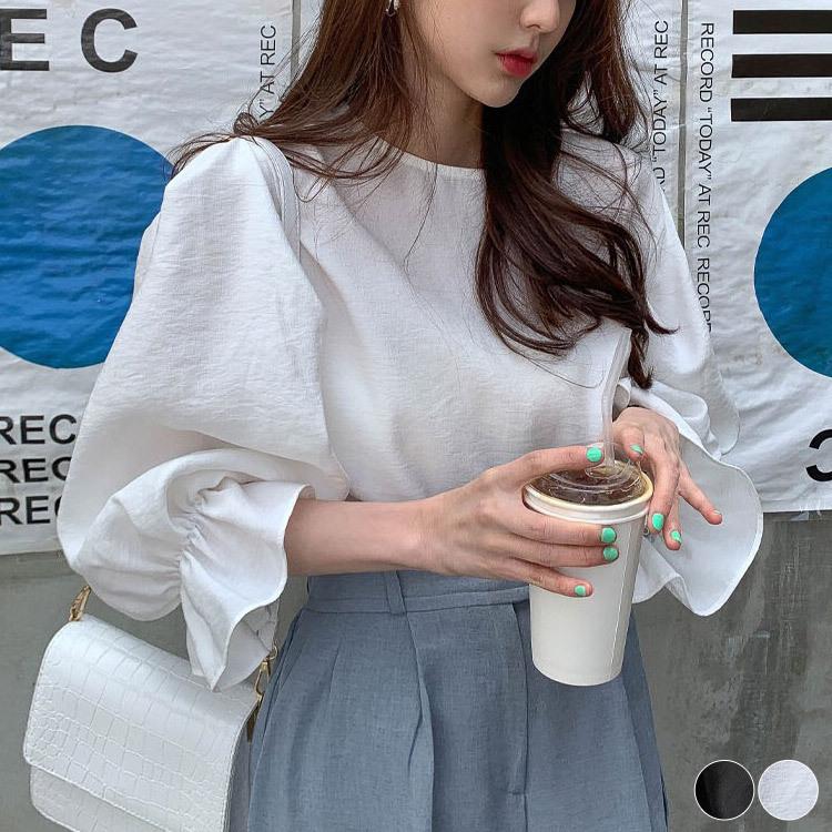 ブラウス レディース 長袖 ボリューム袖 ふんわり かわいい 春 秋 白 ホワイト フレアスリーブ 韓国ファッション メール便送料無料 Jo Tb 3507 海外ファッション Joyfeel 通販 Yahoo ショッピング