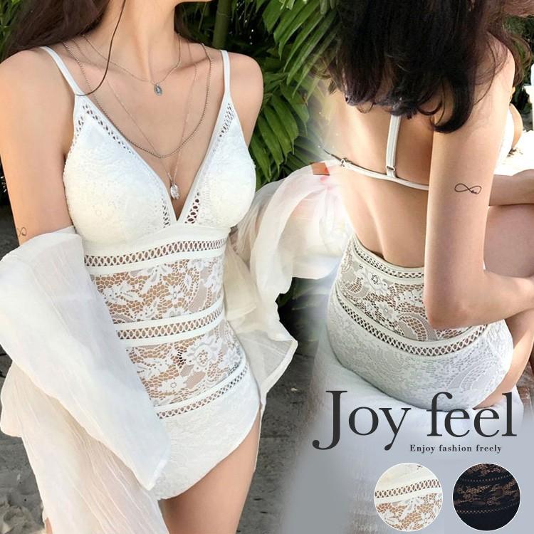 総レース モノキニ 水着 ワンピース シースルー レース切り替え ビキニ レースアップ 黒 白 ビーチウェア 体系カバー Jo Tm 2114 海外ファッション Joyfeel 通販 Yahoo ショッピング