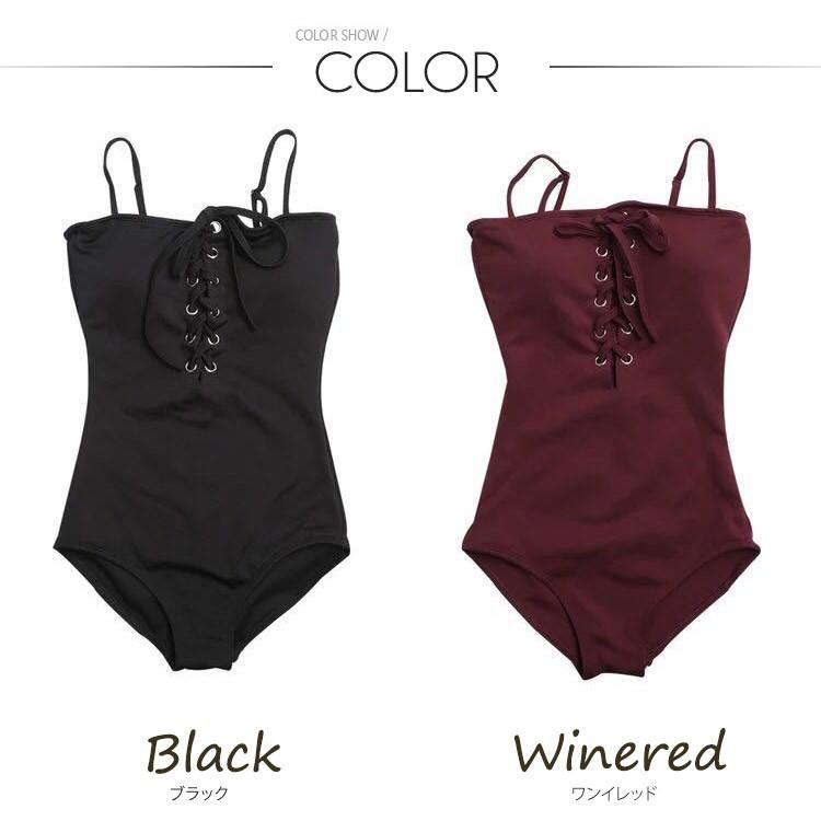 クーポン利用で30%OFF】水着 ワンピース 深V 胸元 編み上げ