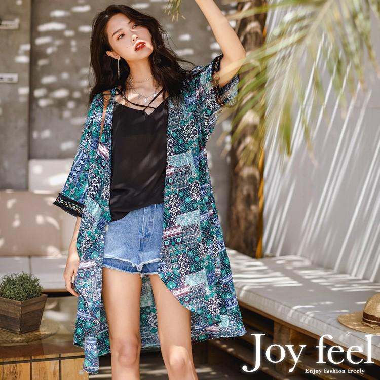 エスニック柄 サマーガウン ロング カーディガン ドルマンスリーブ シフォン ロングテール トップス アウター レディース リゾート ビーチ ボヘミアン Jo Tt 2147 海外ファッション Joyfeel 通販 Yahoo ショッピング