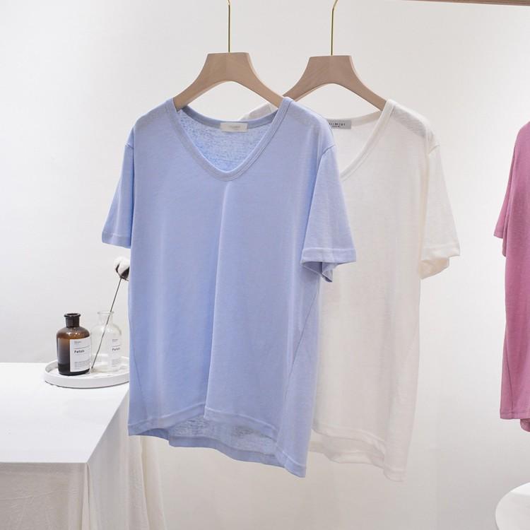 ｔシャツ レディース 半袖 ｖネック ゆったり トップス 無地 ピンク 白 青 イエロー オレンジ 紫 韓国ファッション メール便送料送料無料 Jo Tt 3097 海外ファッション Joyfeel 通販 Yahoo ショッピング