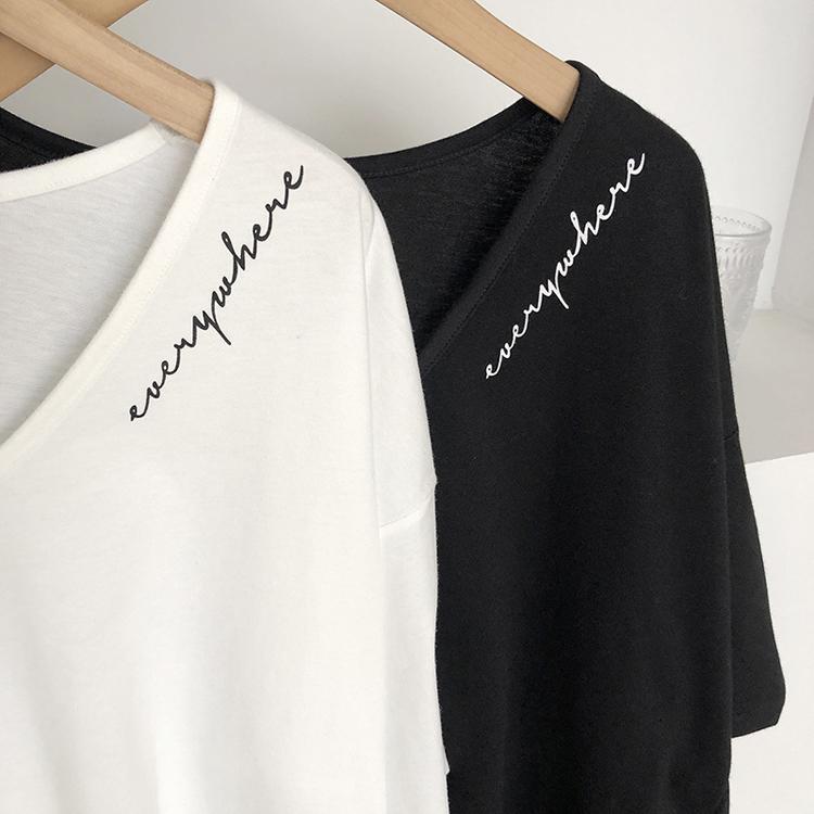 Tシャツ 半袖 レディース ゆったり 大きめ かっこいい プリント シンプル アシンメトリー 黒 白 韓国ファッション メール便送料無料 Jo Tt 3156 海外ファッション Joyfeel 通販 Yahoo ショッピング