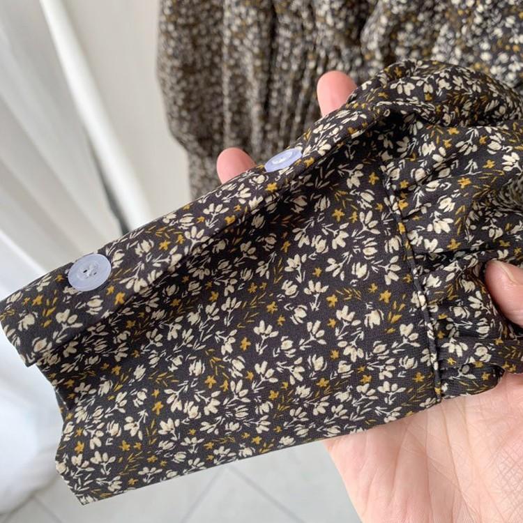 ワンピース 花柄 レディース 長袖 小花柄 Vネック ロングワンピース ミモレ丈 プリーツスカート 青 黒 イエロー 韓国 メール便送料無料 Jo Wn 3003 海外ファッション Joyfeel 通販 Yahoo ショッピング