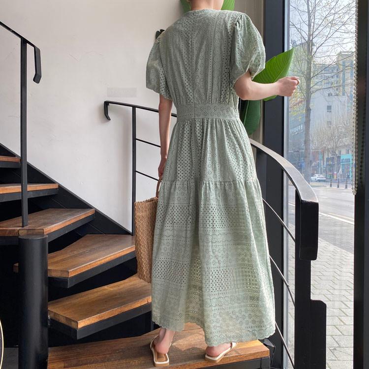 ワンピース レディース レース ランタンスリーブ シースルー ロングワンピース 白 ベージュ グリーン 韓国ファッション メール便送料無料 Jo Wn 3150 海外ファッション Joyfeel 通販 Yahoo ショッピング