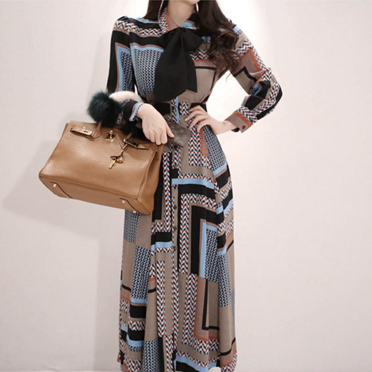 ワンピース レトロ レディース ロングワンピース 秋 冬 レトロ柄 リボンタイ エレガント レトロワンピース 韓国ファッション メール便送料無料 Jo Wn 3239 海外ファッション Joyfeel 通販 Yahoo ショッピング