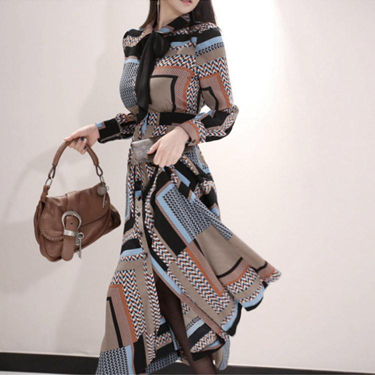 ワンピース レトロ レディース ロングワンピース 秋 冬 レトロ柄 リボンタイ エレガント レトロワンピース 韓国ファッション メール便送料無料 Jo Wn 3239 海外ファッション Joyfeel 通販 Yahoo ショッピング