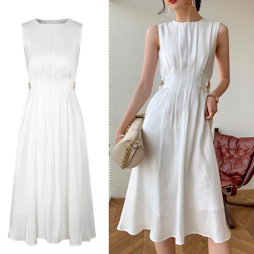 ワンピース レディース ノースリーブ エレガント 春 夏 レトロ Aライン クルーネック ハイウエスト 白 ホワイト 韓国ファッション メール便送料無料 Jo Wn 3554 海外ファッション Joyfeel 通販 Yahoo ショッピング